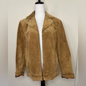 Preston & York Camel Leather suede oversized retro Jacket